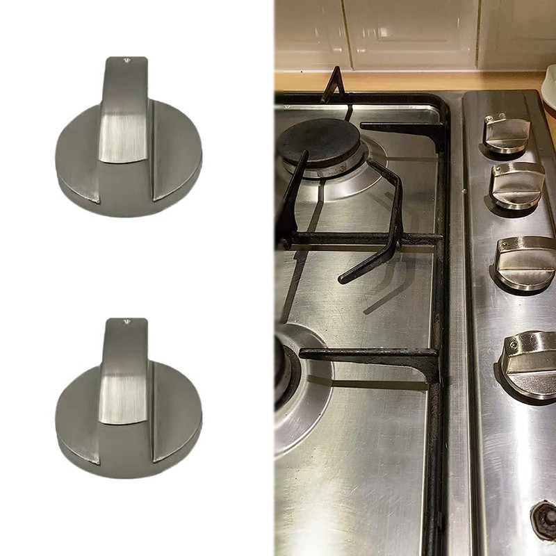 YANWANDEFA 4 Pcs 6MM Gas Hob Knobs Silver Cooker Hob