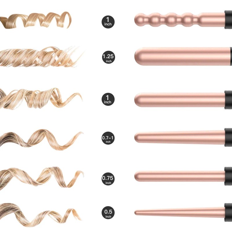 Bestope 6 in 1 Curling Iron Wand Set Curling Wand