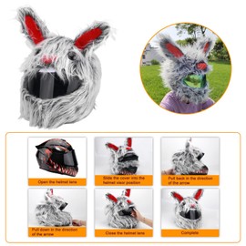 LKV Motorcycle Helmet Cover Cartoon Plush Animal Fits for Most Full Face Helments, Fun Rides Gifts (Wool Rabbit)