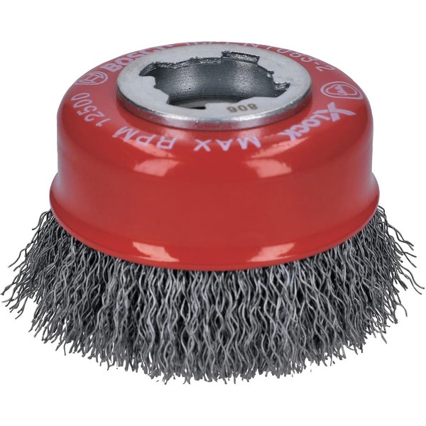 Bosch 2608620725 X-LOCK Cup Wire Brush, Cup Shape, 3.0 inch (75 mm) φ, Iron 0.01 inch (0.3 mm), Straight, 1 Piece