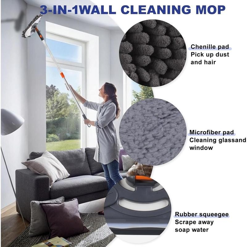 Wall Cleaner Mop with 79 Inches Long Handle 360° Washer