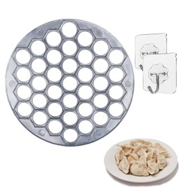 Gfamous 37 Holes Aluminium Alloy Dumpling Mould, Pelmeni Shape, Ravioli Maker Mould, Comes with 2 Hooks, for Kitchen Home DIY Cooking Baking