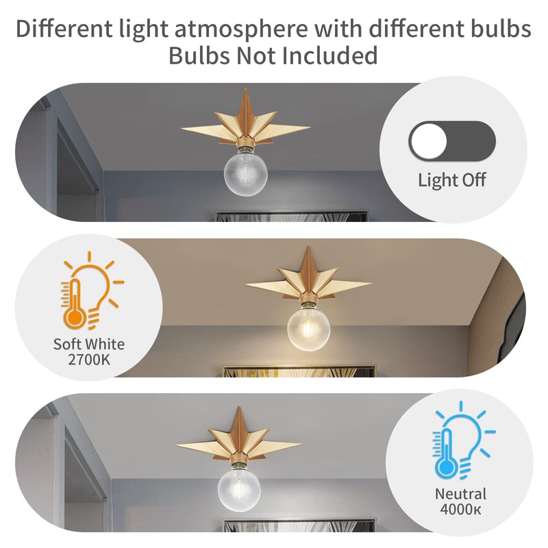 2 Pack Flush Mount Ceiling Light - Star Lights Fixture