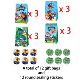 12 Pcs Cartoon Dog Party Bags for Boys Girls, Birthday Gift Party Bags for Kids, Cartoon Dog Birthday Party Supplies for Boys Girls