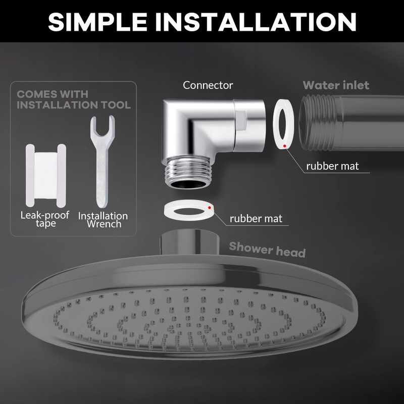 Shower Head Elbow Adapter, All Metal Handheld & Wall-Mounted Shower