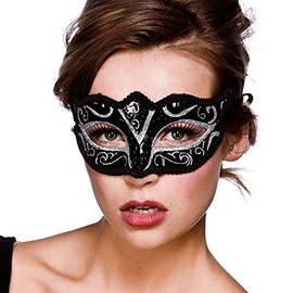 Verona Eyemask Mask for Masquerade Fancy Dress - Silver Glitter
