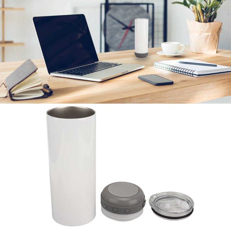 Sublimation Tumblers 20oz Straight Detachable Bluetooth Speaker Tumblers Portable Insulated