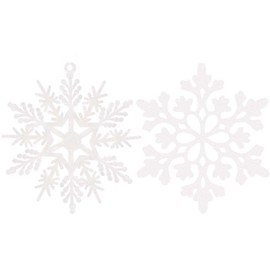Eokeanon 36 PCS Plastic Christmas Glitter Snowflake Ornaments Christmas Tree Decorations, 4 Inch Plastic Snowflake Ornaments for Winter Wonderland Christmas Party Decorations, White