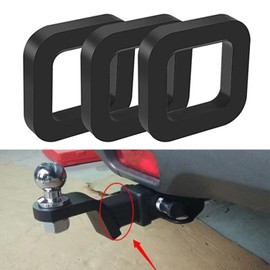 cueclue Pack-3 Receiver Silencer Pad, 1.96" x 3" x 0.5" Noise Reduction Hook Rubber Cushion Reduces Rattling for 2" Trailer Hitch (Black)