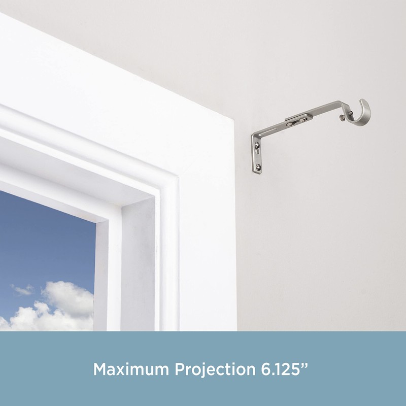 Kenney KN85293 Adjustable Curtain Rod Brackets, Satin Nickel (2-Pack)