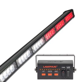 SolarBlast 29" 24W Red White LED Traffic Advisor Light Bar with TA Controller Box - 12V Waterproof Directional Flashing Emergency Safety Warning Lightbar for Firefighter EMS First Responder Car Truck