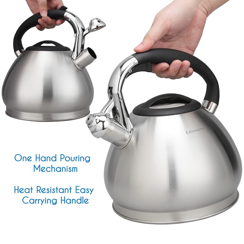 Easyworkz Whistling Stovetop Tea Kettle Food Grade Stainless Steel Hot