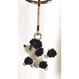 Black & White Parti Poodle Dog Enamel Zipper Pull Bag Purse Charm Dangle Jewelry