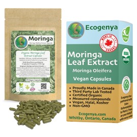 NEW Ecogenya Organic Moringa Leaf Extract Vegan Capsules | High Potency Superfood (180 Capsules (Three Month Supply))