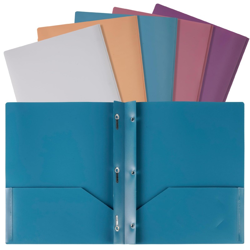 Mr. Pen- Plastic Folders with Pockets and Prong, 5 Pack,