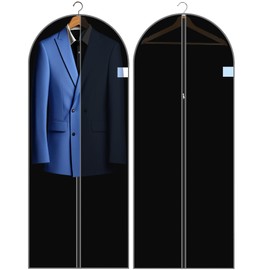 Garment Bag Suit Long, 60 x 150 cm, Garment Bags with Zip, Pack of 2, Moth Protection, Breathable Fabric, Garment Cover, Suit Bag, Evening Dress, Wedding Dress, Coats - Reusable