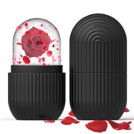 XKMiess Ice Cube Roller Massager for Face, Eyes and Neck Naturally Conditioning and Skin Care,De-Puff Eye Bags,Reduce Migraine Pain,Reusable Massage Silicone Ice Mold (Matte black)