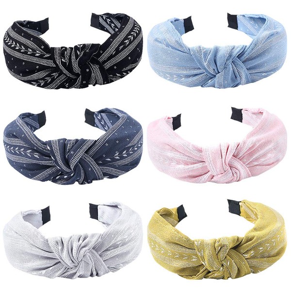 Headbands Women Hair Head Bands - Accessories Cute Boho Beauty Fashion Hairbands Girls Cross Vintage Head Hair Bands Knotted Wide Band For Workout GYM Yoga Running 6 pcs