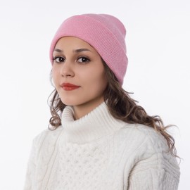 Beanie for Men Women, Unisex Knitted Caps Soft Cuffed Plain Hat for Winter Warm (US, Alpha, One Size, X-Large, Pink)