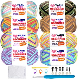 8 Pack Beginners Crochet Yarn Rainbow Cotton Crochet Yarn for Crocheting Knitting Beginners with Easy-to-See Stitches Rainbow Crochet Yarn for Beginners Crochet Kit(8x50g)-Rainbow Mix