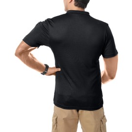 NY Threads Mens Polo Shirt Short Sleeves Quick Dry Performance Tactical Pique Jersey Golf Shirt, X-Large, Black