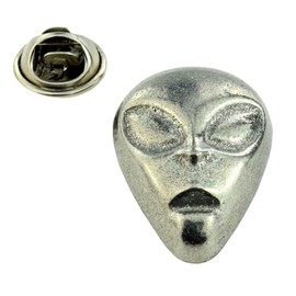 English Made ET Alien Head Pewter Lapel Pin Badge. Single Unit. XWTP161
