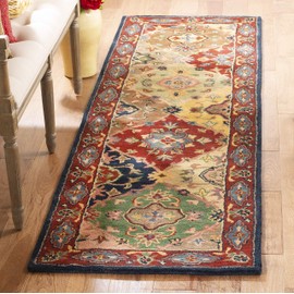 Safavieh Heritage Collection HG926A Handmade Traditional Oriental Premium Wool Runner, 2'3" x 10' , Red / Multi