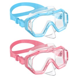 W WSTOO Kids Swim Goggles with Nose Cover,Snorkel Diving Swimming Mask for Youth 5-15,HD 3-Window Wide Vision Anti-Shattered Lens Anti-Fog&Leak