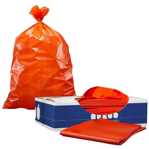 Plasticplace 55-60 gallon Trash Bags │ 1.2 Mil │ Orange Heavy Duty Garbage Can Liners │ 38” x 58” (50 Count)