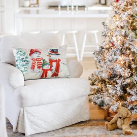 JOTOM Christmas Cushion Covers 30x50cm Christmas Snowman Lumbar Pillow Covers Merry Christmas Home Decorative Xmas Tree Throw Pillowcases for Sofa Bed Winter Holiday Couch Living Room Decor (Snowman)