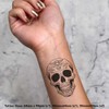 4 x 'Decorated Skull' Temporary Tattoos - Water Resistant, Skin-Safe,