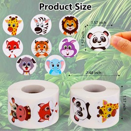 Runde Tier Aufkleber, 1000pcs Tieraufkleber Runde, Tier Aufkleber Kinder,Tiers Belohnungsaufkleber, Animal Sticker Rolle, Cartoon Tiers Aufklebers, Für Kinder Party Dekoration Aufklebers