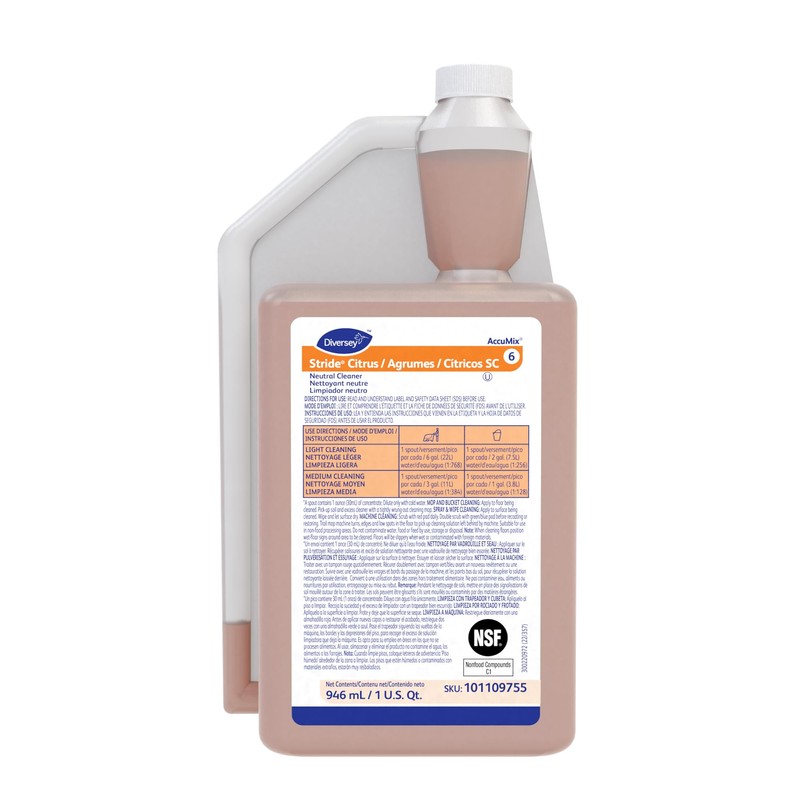 Diversey 101109755 Stride Citrus Neutral Cleaner, Commercial Liquid Floor Cleaner,