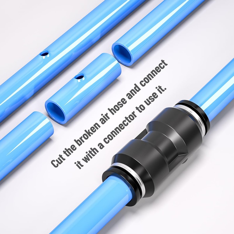 Innfeeltech 20 Pcs 8mm Black Straight Push to Connect Pneumatic