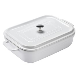 Stoneware Casserole With Lid - Rectangular Pan with Lid - Covered Stoneware Cookware Pans Stone Set - Freezer & Oven Safe Stone Bakeware for Baking, Lasagna, and Other Baked Dish, and Food Deep Cooking