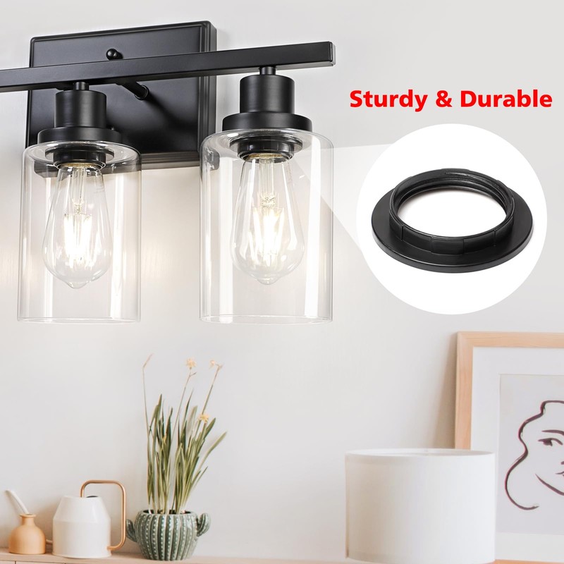 Ascher E26 Lamp Shade Rings, Threaded Socket Rings, 2 Pcs