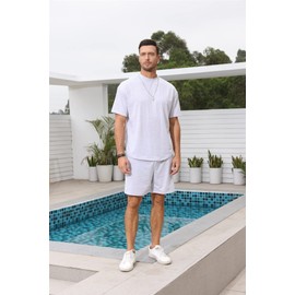 Lexiart Mens 2 Piece Outfits Casual Tracksuit Shorts Summer Sweatsuit Oversize Short Sleeve Sport Set Plus Size