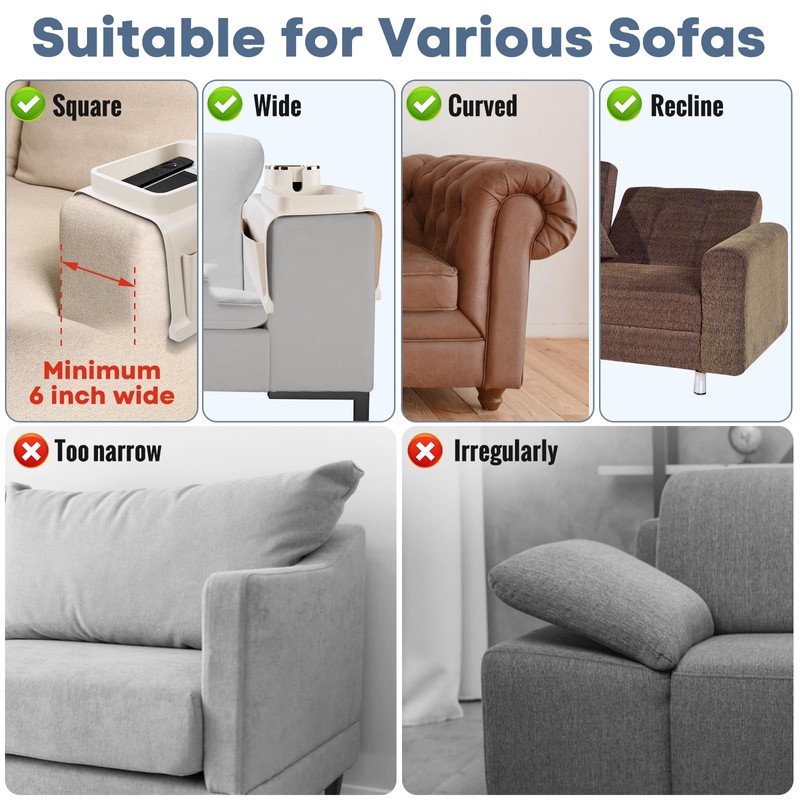 Couch Cup Holder with Tray & Dual-Sided Storage Pocket, Large