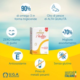 OMEGOR Vitality 1000 - NEU mit 85% Omega-3 TG! Zertifiziert 5* IFOS ab 2006 | EPA 500mg und DHA 250mg pro Perle. | Min. Konstruktion 90% Trigliceride und Molekularentfernung 60cps