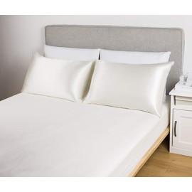Lanest Housing Satin-Silk Pillowcase King, White Satin Pillowcase for Hair and Skin, Breathable, Super Soft, Cooling Pillow case King Size, Ivory White