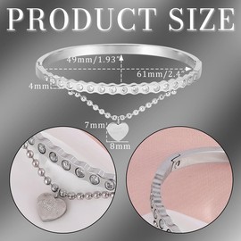 Eigso 4MM Stainless Steel Silver Bracelet for Women Fashion Zirconia Bangle Wristband for Woman Man