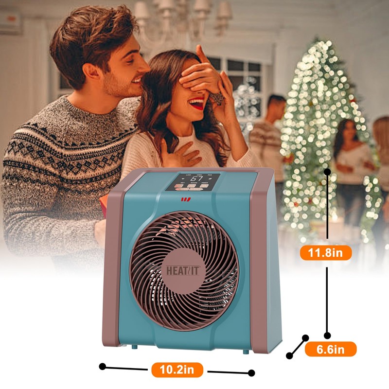 HEATIT Space Heater for Indoor, Digital Display with Thermostat, 1-12H