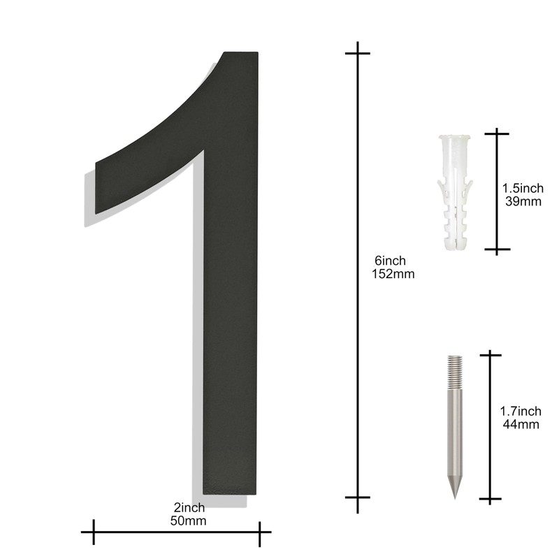 Ywonoby Stainless Steel House Numbers - Modern Floating Black Grey