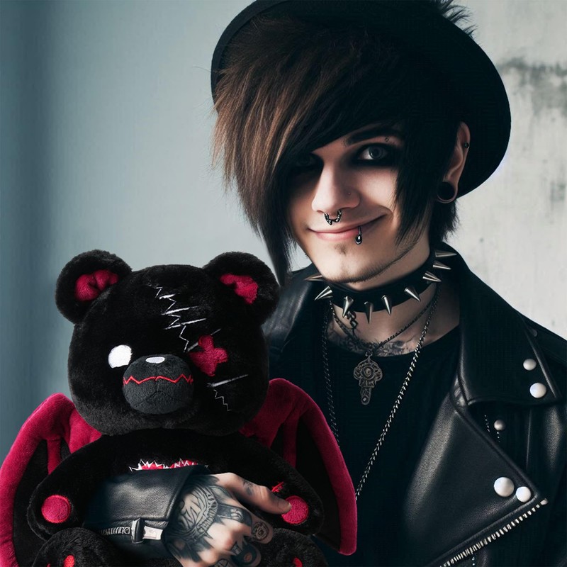 PHITECUS Emo Gothic Bear Plush with Wings - Cute Creepy