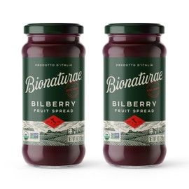 Bionaturae Organic Bilberry Fruit Spread - Jelly Organic, Non-GMO, USDA Certified, No Sugar Added, No Preservatives, Organic Fruit Jam, Jam Organic, Made in Italy - 9 Oz, 2 Pack