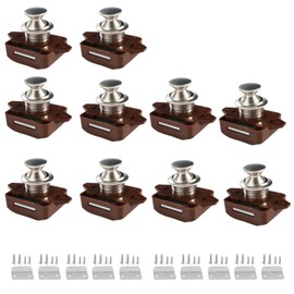 MTSmart RV Cabinet Locks, ABS Push Button Cabinet Latch for RV Motorhome Camper Truck Caravan Van Yacht Boat Marine, Camper Cupboard Knob RV Cabinet Latches (10PC Nickel)