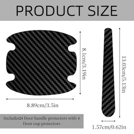 8 PCS Car Door Handle Protective Film,Car Door Handle Protectors,Cars Doors Handles Scratch Protectors,Auto Doors Handles 3D Carbon Fiber Universal Scratch Protection Cover.