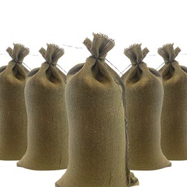 DURASACK Heavy Duty Burlap Sand Bags with Tie Strings Empty Sand-Bags for Flooding and Erosion Control, 14x26 inches, Pack of 10