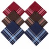 6-Piece Men's Plaid and Striped Handkerchief Set – Classic Polyester-Cotton