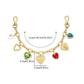 Heart Charm Keychain, Gold Purse Chain Extender, Cherry Bag Accessories for Women (Heart)